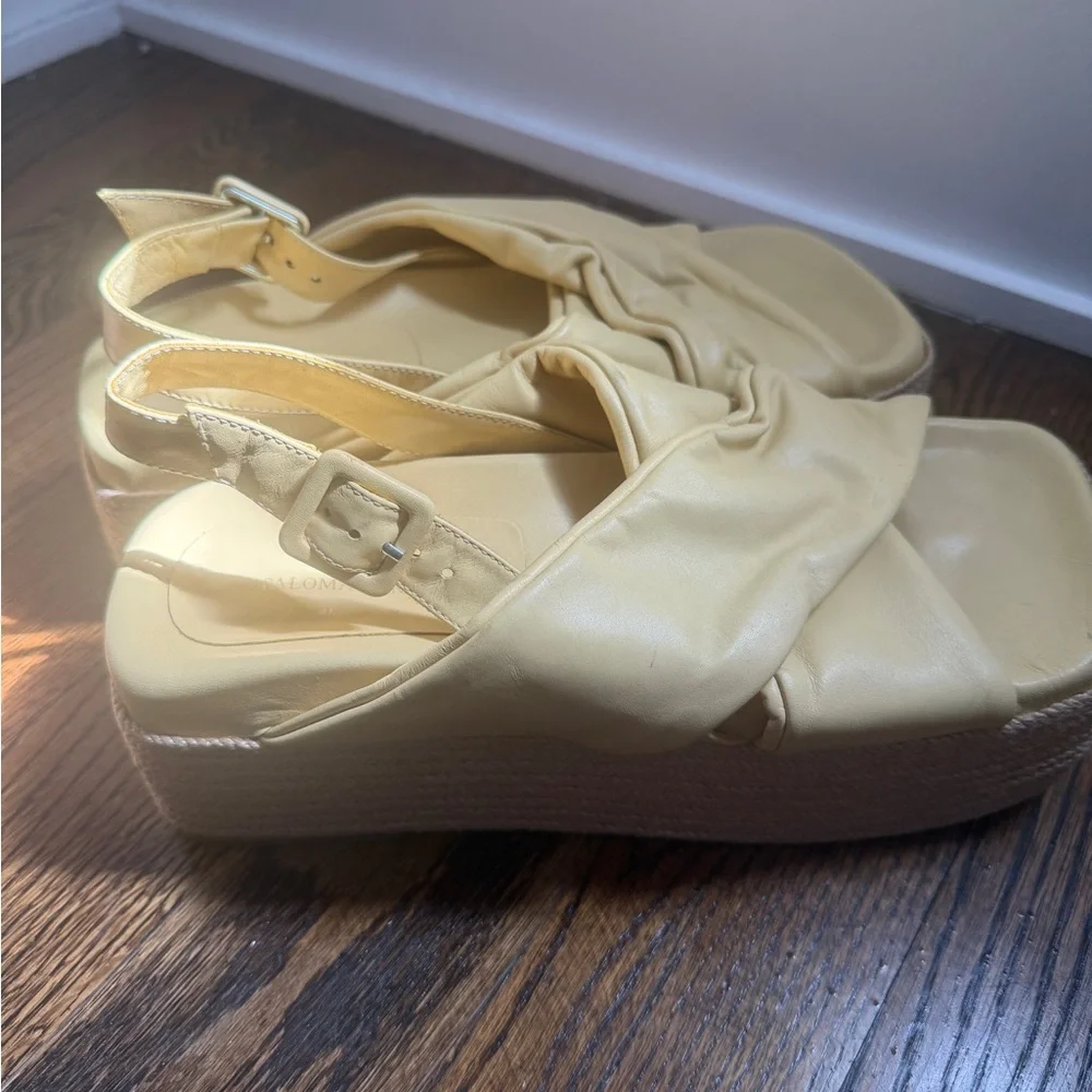 PALOMA BARCELÓ ESPADRILLES Yellow Platform Espadrille Slingback Sandal - Sz 9